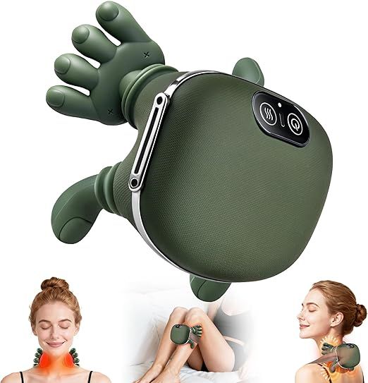 🌿 4D Bionic Heated Neck & Shoulder Massager – Deep Kneading Shiatsu Massage Pillow with Heat Therapy & Ergonomic Palm Design