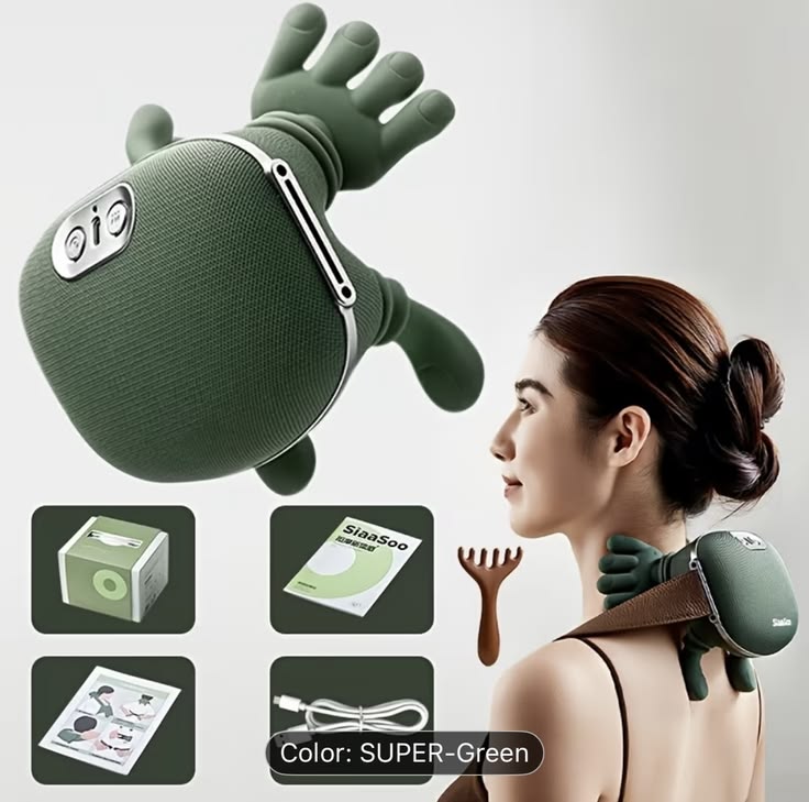 🌿 4D Bionic Heated Neck & Shoulder Massager – Deep Kneading Shiatsu Massage Pillow with Heat Therapy & Ergonomic Palm Design